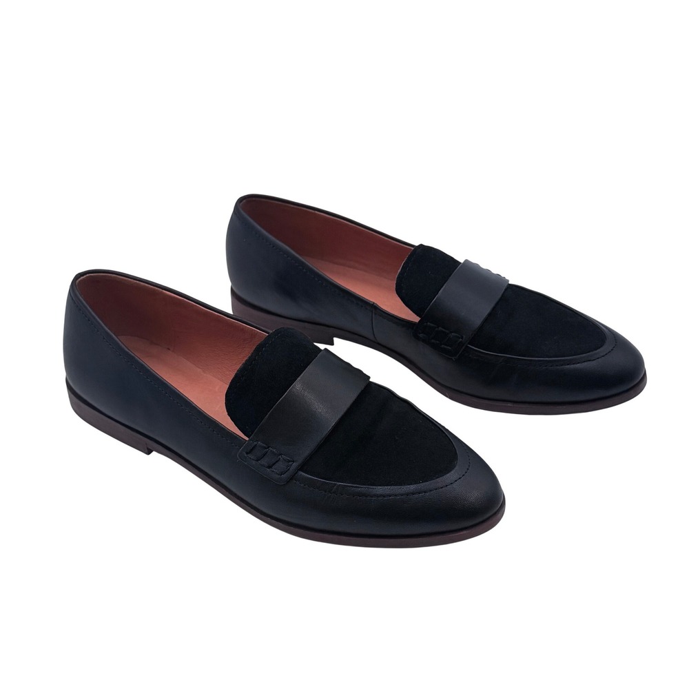 Madewell The Alex Loafer Women's Size 7 Black Leather Suede Penny Loafers